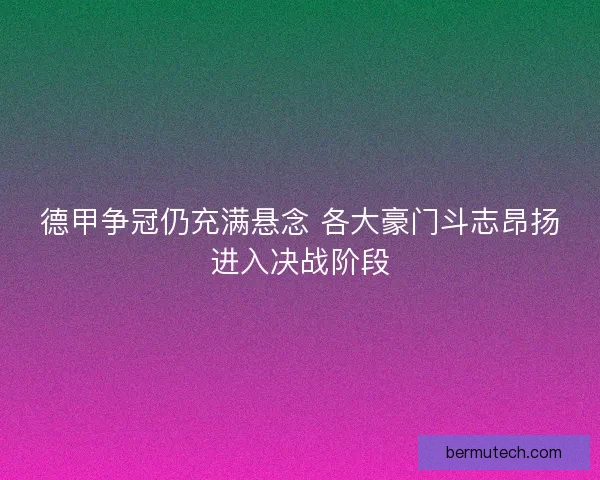 德甲争冠仍充满悬念 各大豪门斗志昂扬进入决战阶段